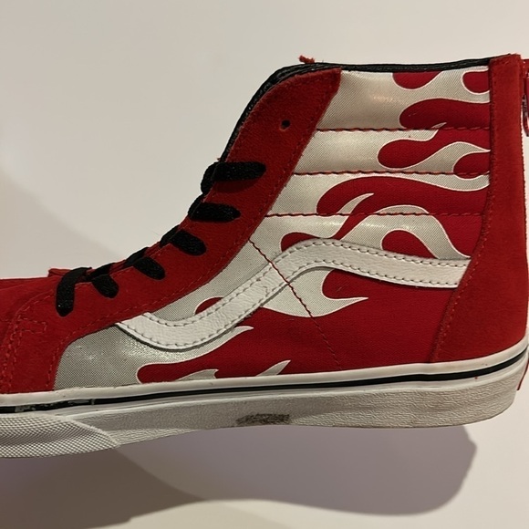 Vans Ferocious Flames Red Hi Top Sneakers - Picture 10 of 12